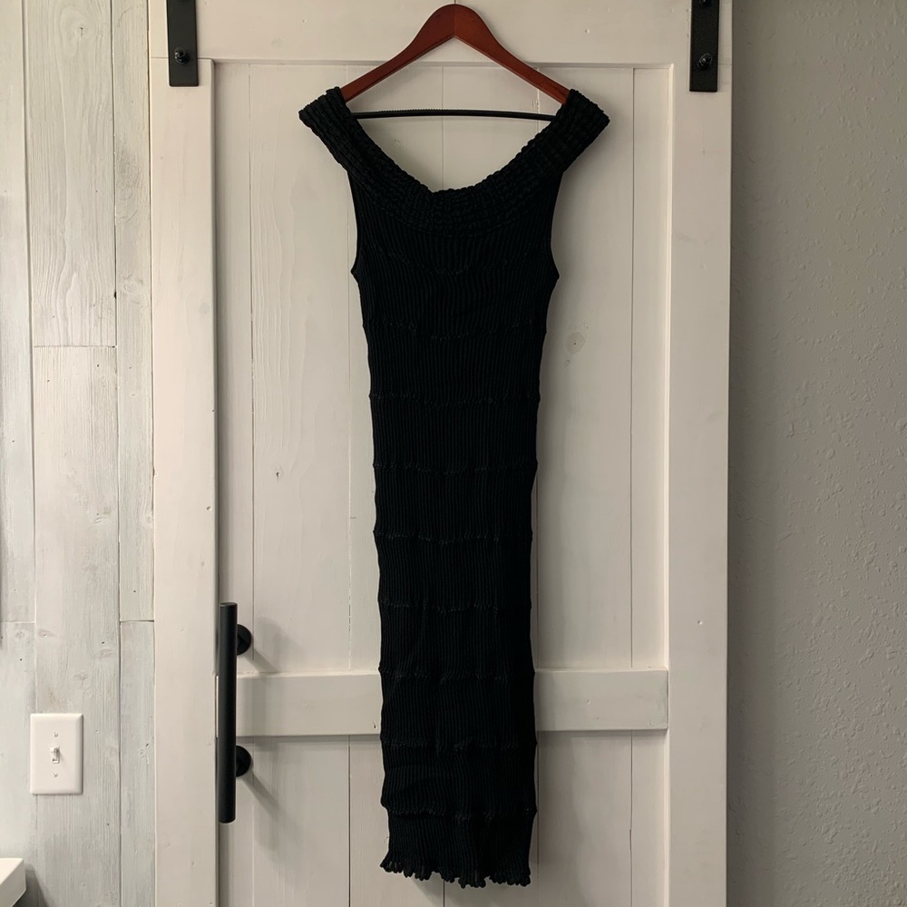 Valentino black stretchy body con dress